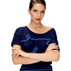 T-shirt marin femme sérigraphie cordage marine/bleu