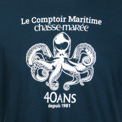 Tee-shirt manche longue 40 ans - Marine pieuvre