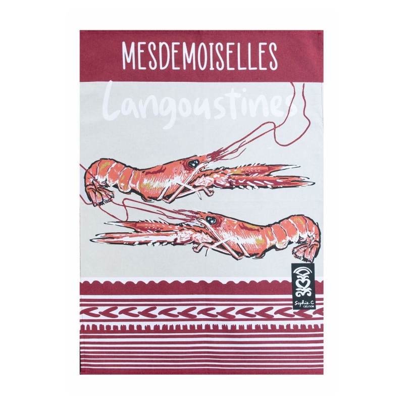 Torchon "Mesdemoiselles langoustines" - 69x50cm