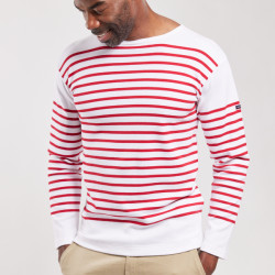 Marinière Amiral homme blanc/rouge