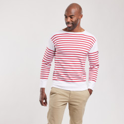 Marinière Amiral homme blanc/rouge