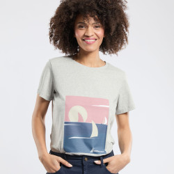 T-Shirt imprimé femme - Gris chiné