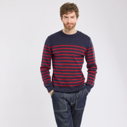 Pull marin "Groix" homme - Navire/piment