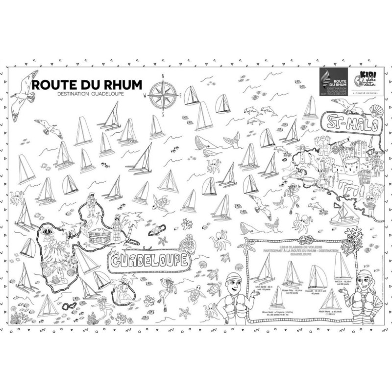 Carte Route du Rhum à colorier Carte Route du Rhum à colorier