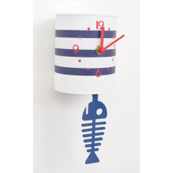 Horloge bocal conserve rayée bleue