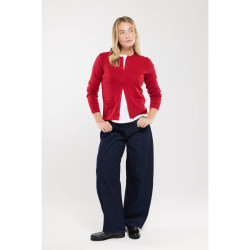 Cardigan boutonné - Col rond - Laine et acrylique