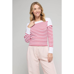 Marinière Amiral femme blanc/rouge